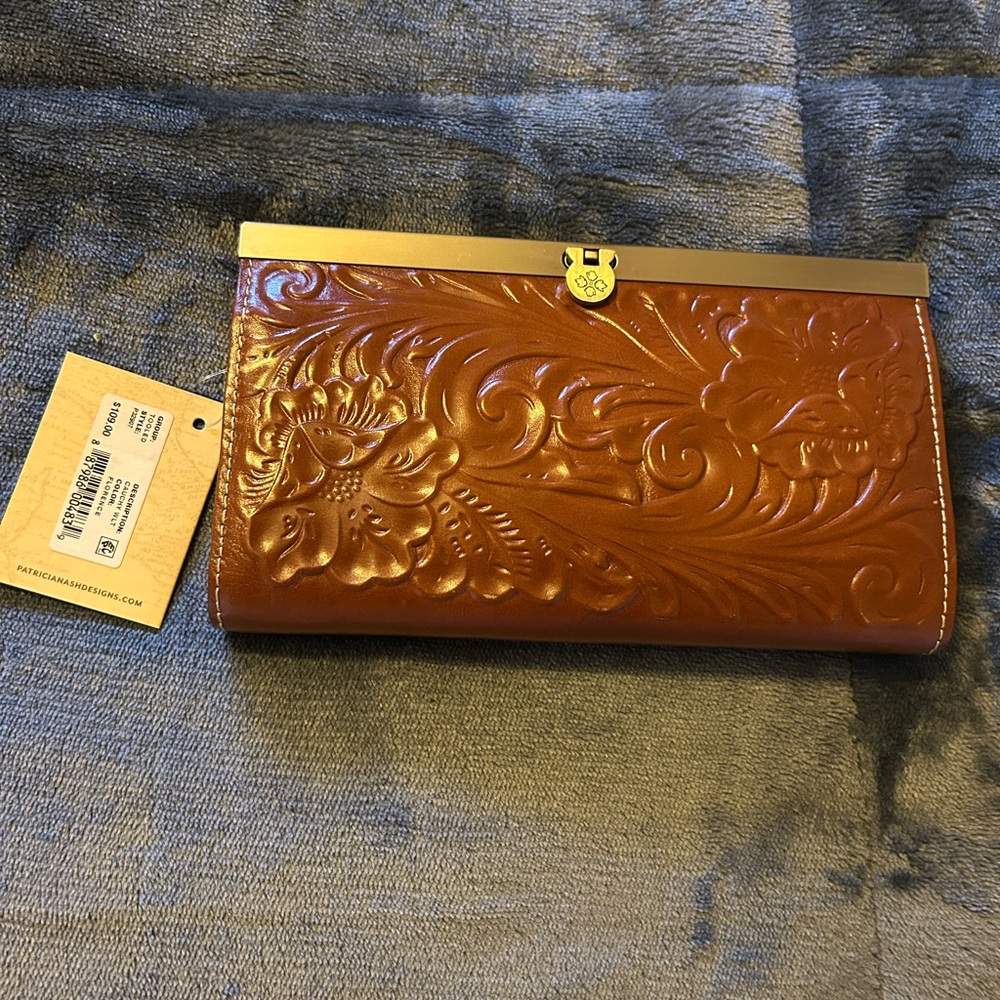 Embossed Brown Leather Wallet